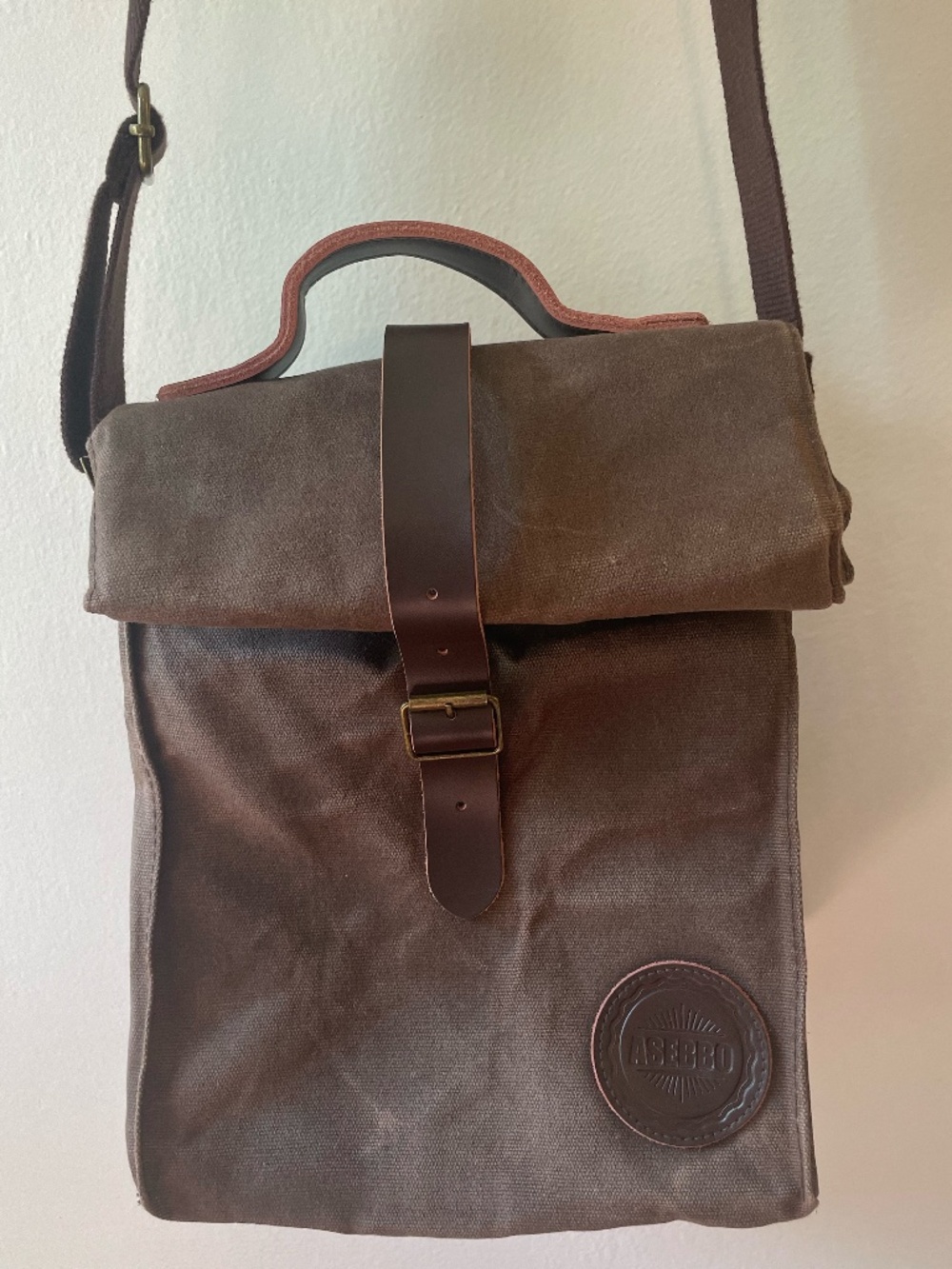 ASEBBO canvas and leather insulated lunchbox